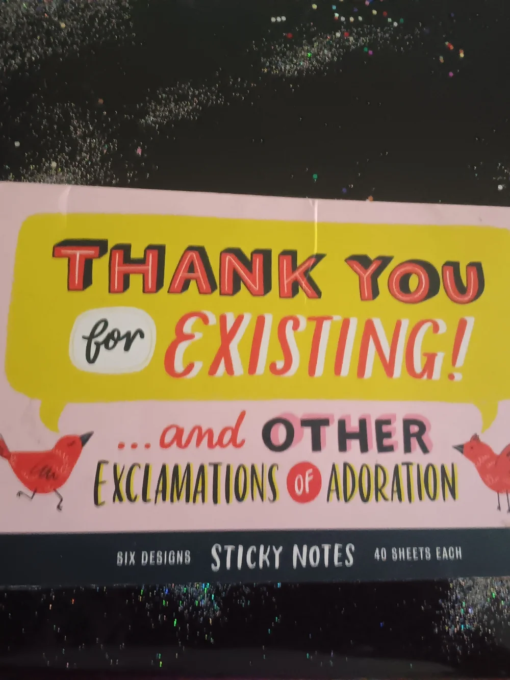 Thank You for Existing! Pink & Yellow Sticky Note Set - Fun Party Cards